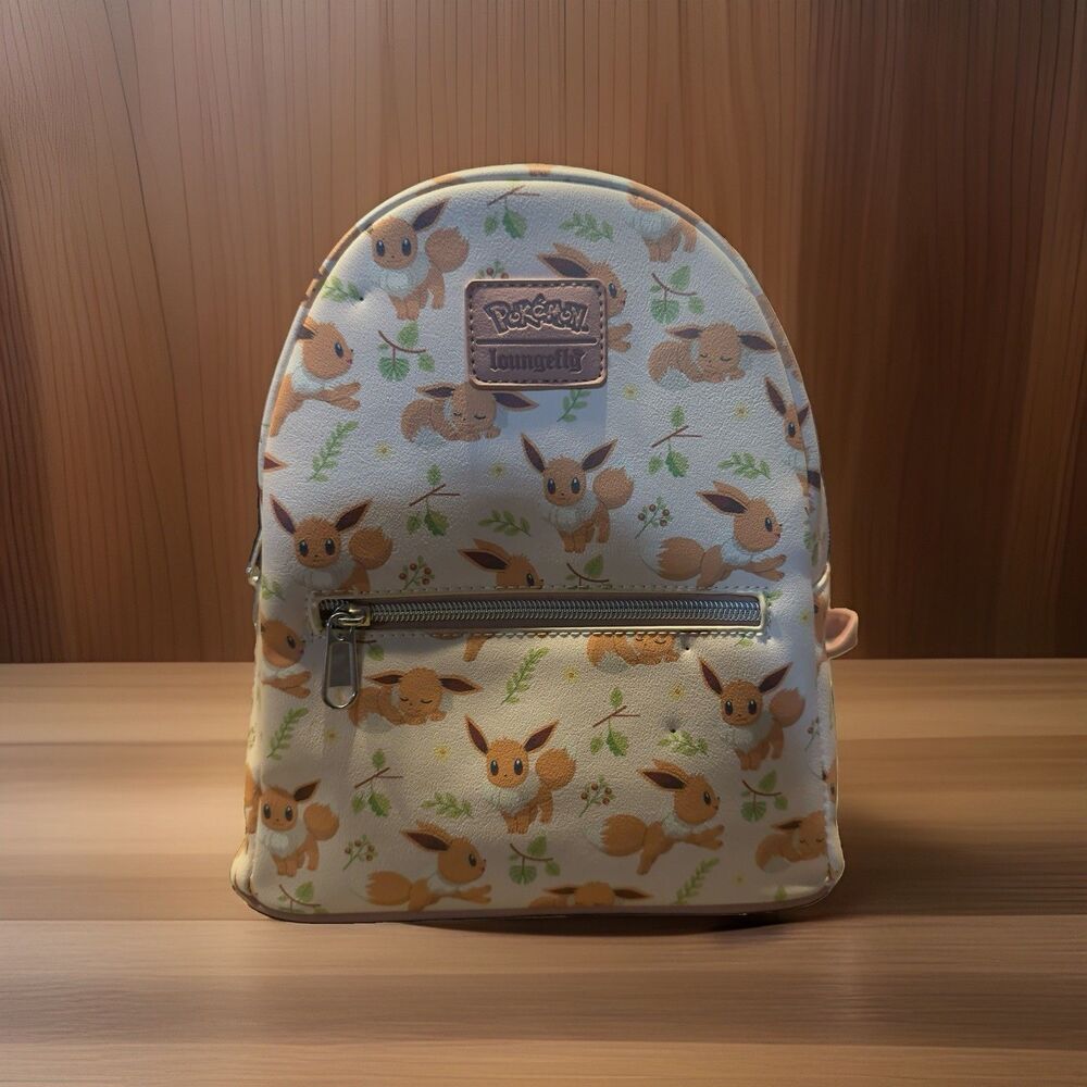 Loungefly Pokémon Eevee Print Mini Backpack White/Brown/Green Adjustable